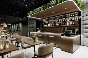 Chapter One by Fables Specialty Coffee Singapore interior with warm lighting, modern seating, and bar counter reflecting calm and intentional cafe design