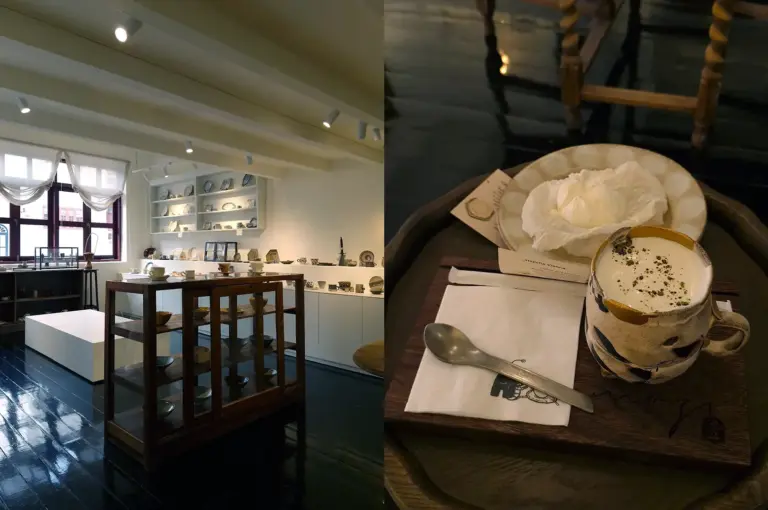 MOZmoji interior and latte with pastry