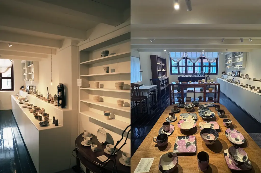 Ceramic display shelves and tables